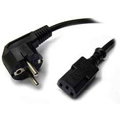 Power cord, PC and wall socket, 2m