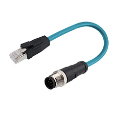 CAT6a Ethernet verkkokaapeli, M12 Male, 8pin, A-coded, RJ45, 5M