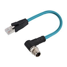CAT6a Ethernet verkkokaapeli, M12 Male, 8pin, x-coded, RJ45, 5M