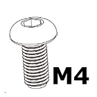 Ruuvi M4x10, Button Socket Head Cap, 100kpl